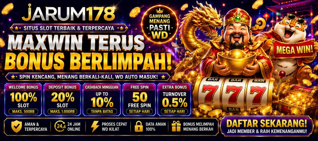 Banner SURGAVIP kemenangan beruntun — bonus arena surga vip-merah, WD otomatis QRIS kilat