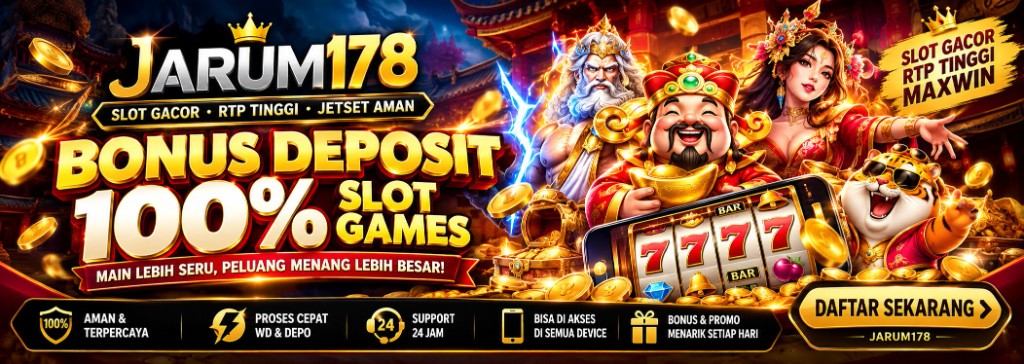 Banner SURGAVIP bonus deposit 100% slot — RTP kompetitif, peluang keberuntungan 288 optimal